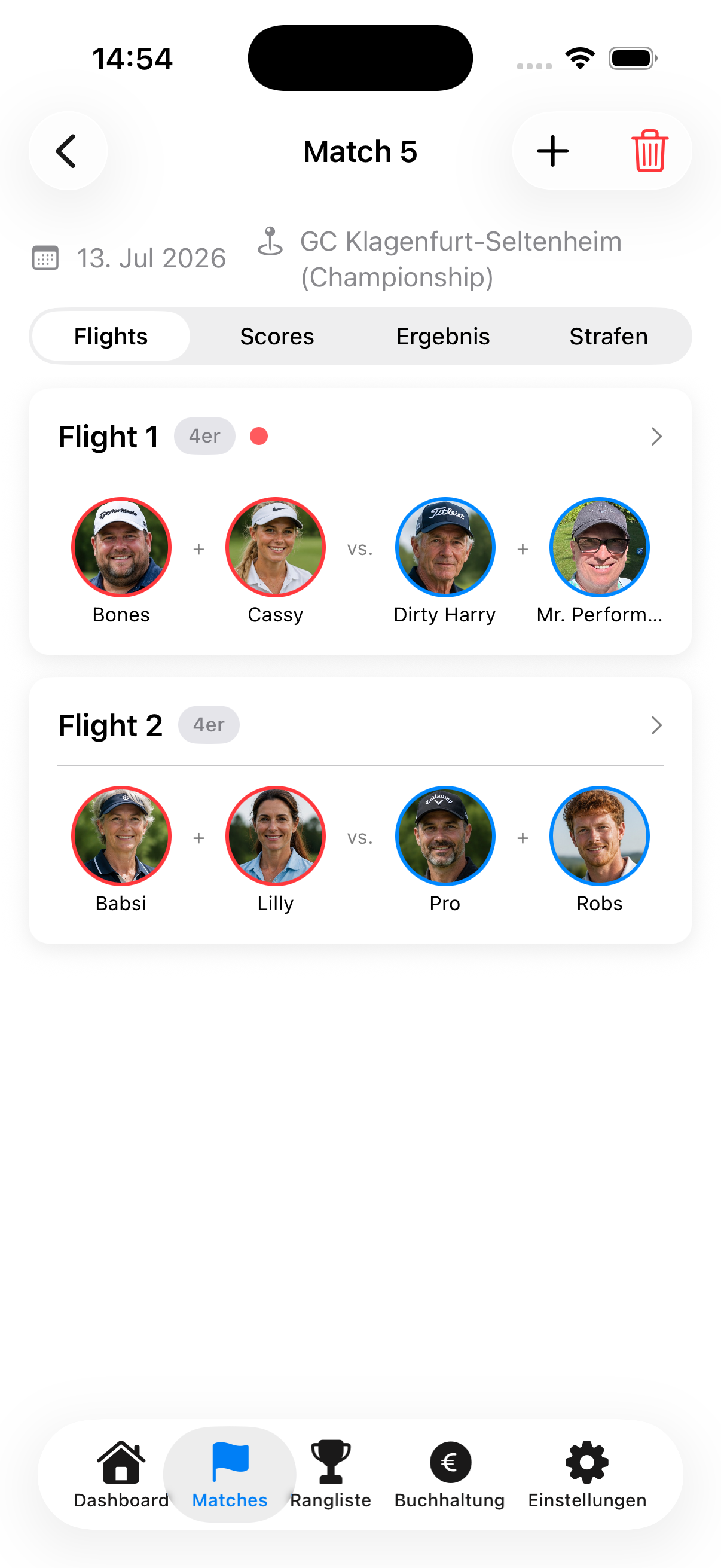 Flights eines Matches