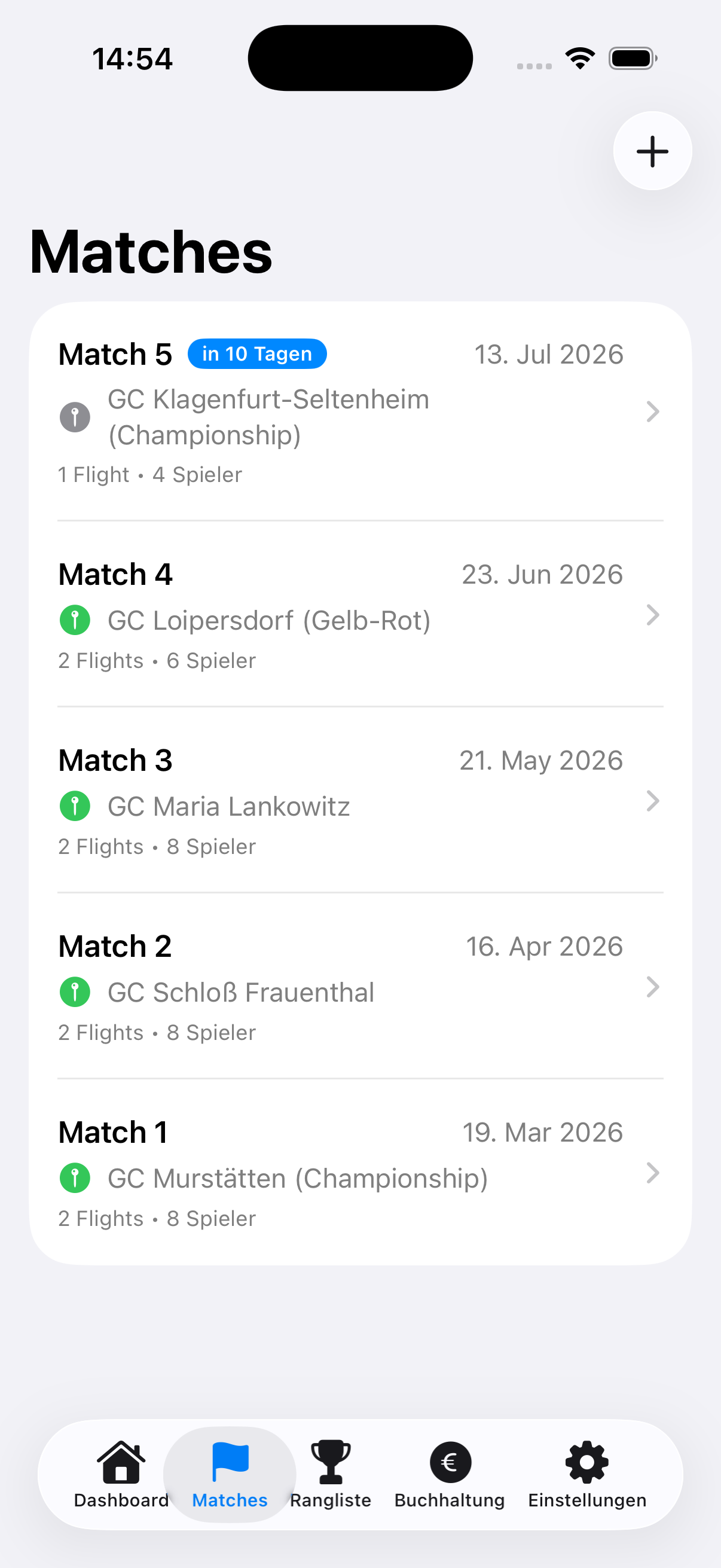 Matches-Übersicht
