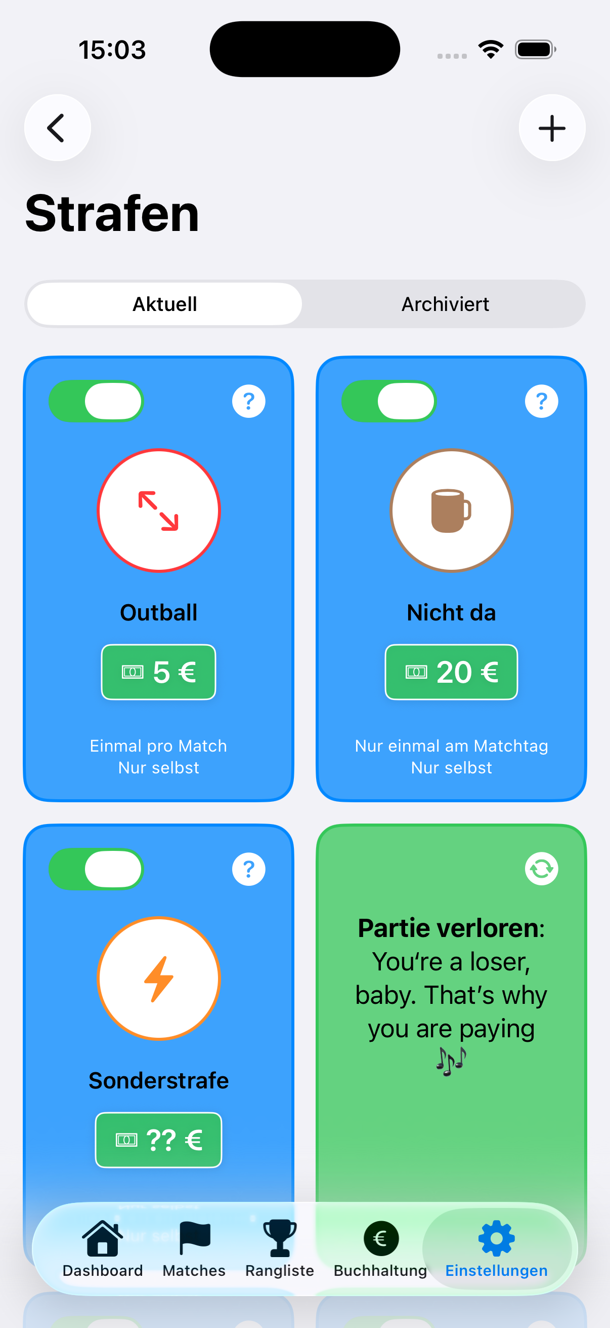 Konfigurierbare Strafen