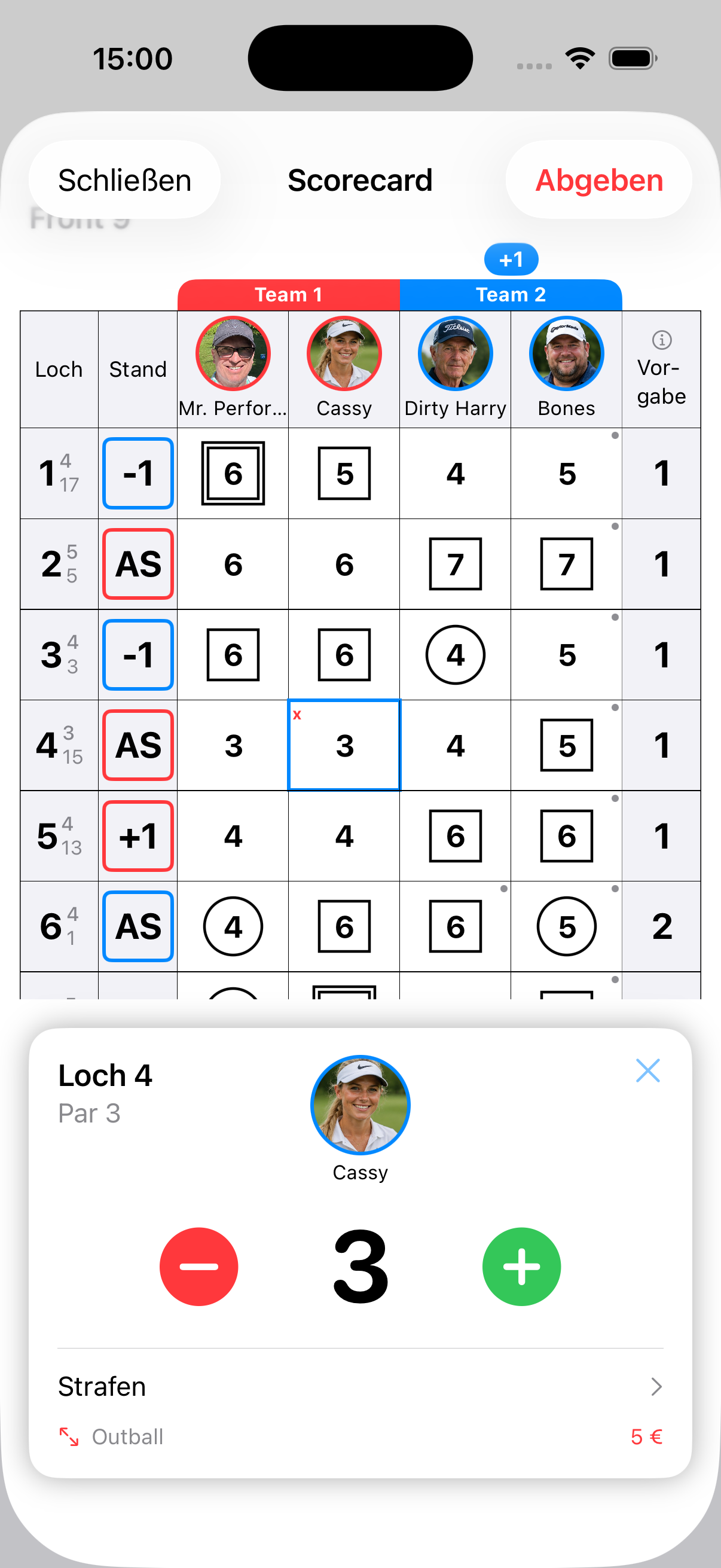 Live-Scorecard mit Loch-für-Loch Eingabe